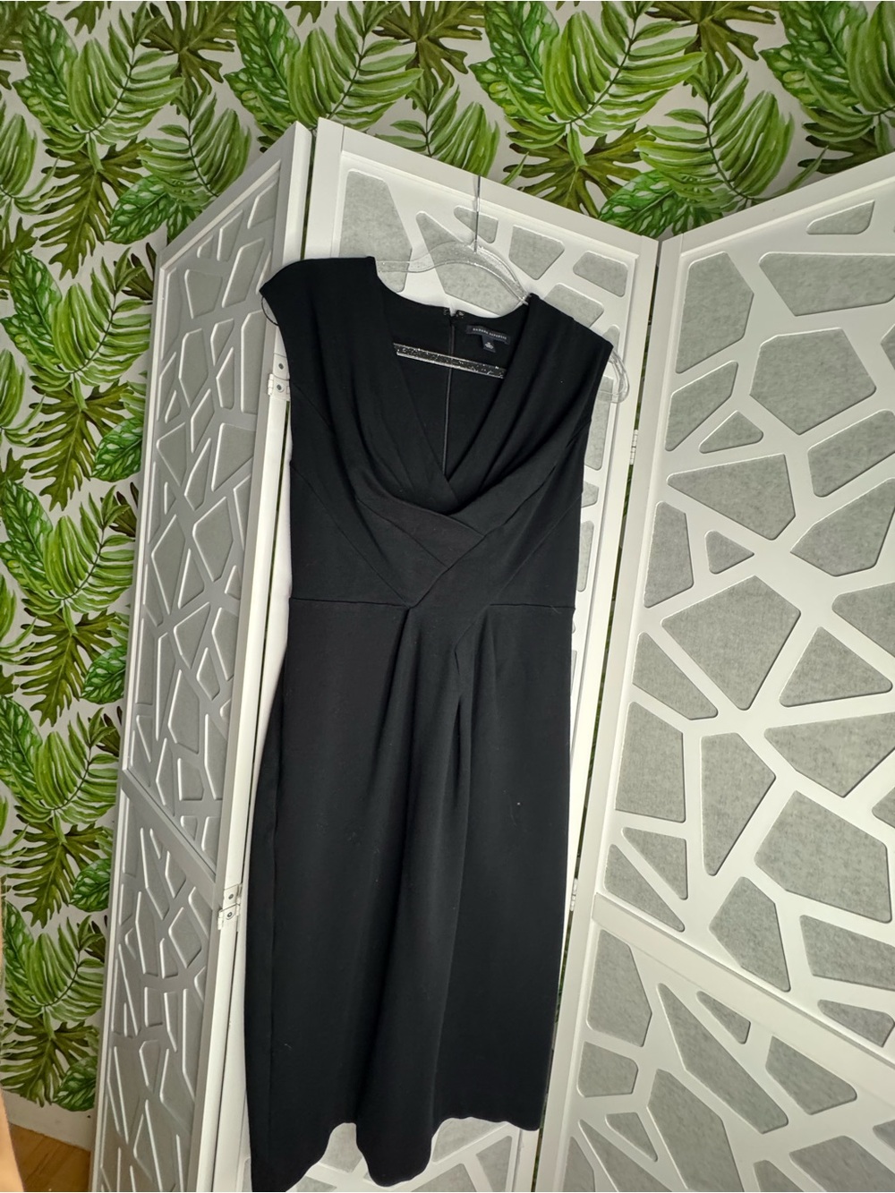 Banana Republic Black Midi Dress with Draped V-Neck